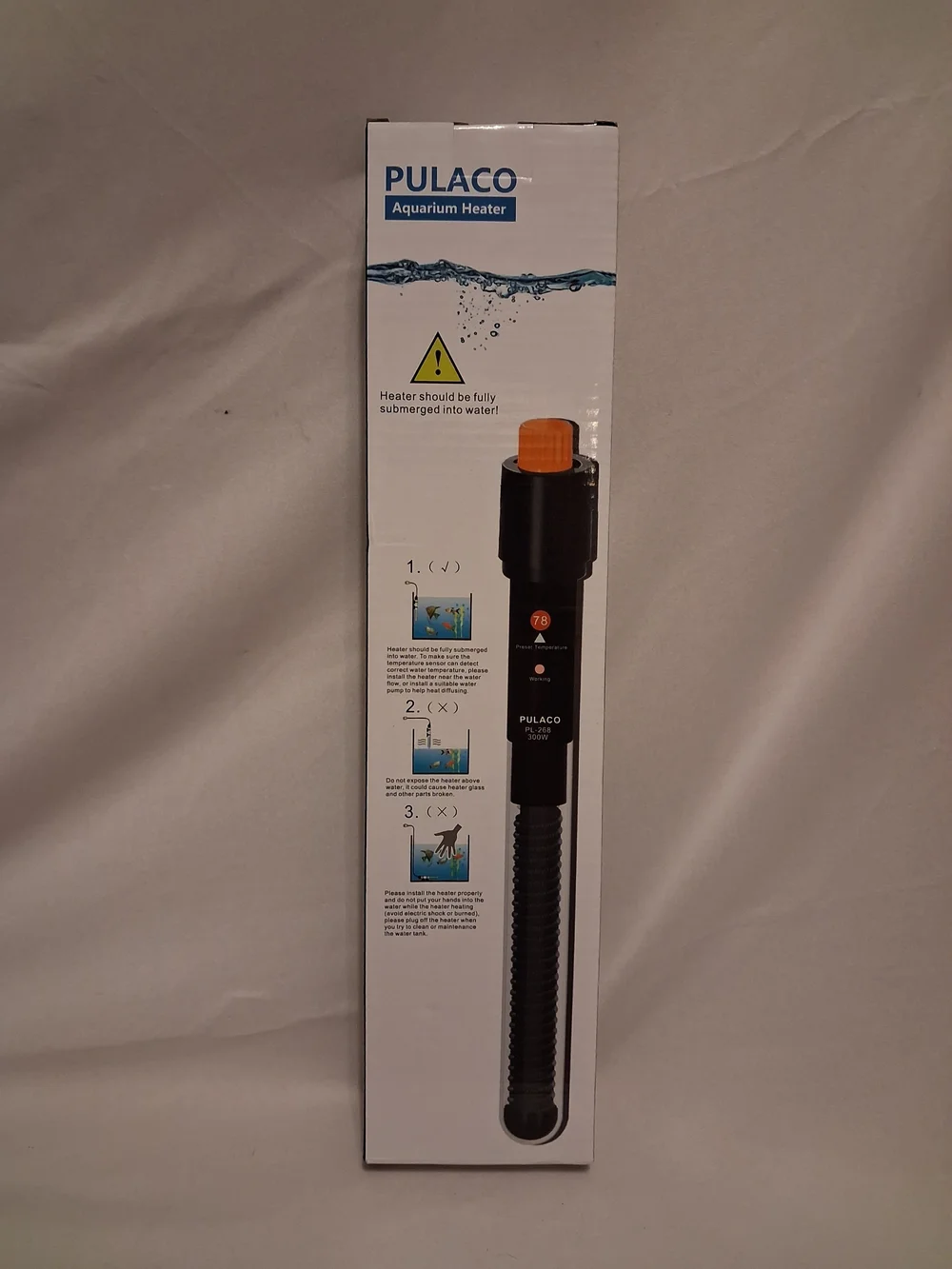 PULACO PL-268 300W Submersible Aquarium Heater for 50-80 Gallon Tanks
